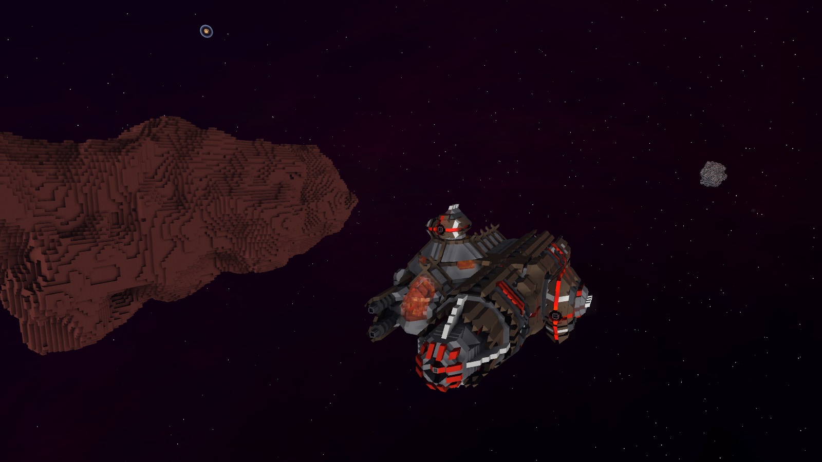 Corvette CTN en mission de reconnaissance dans les champs d'astéroïdes en vu d'opérations minières